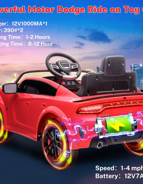 Load image into Gallery viewer, Dodge Electric Ride on Cars for Kids, 12V Licensed Dodge Charger SRT Powered Ride on Toys Cars with Parent Remote Control, Electric Car for Girls 3-5 W/Music Player/Led Headlights/Safety Belt, Red
