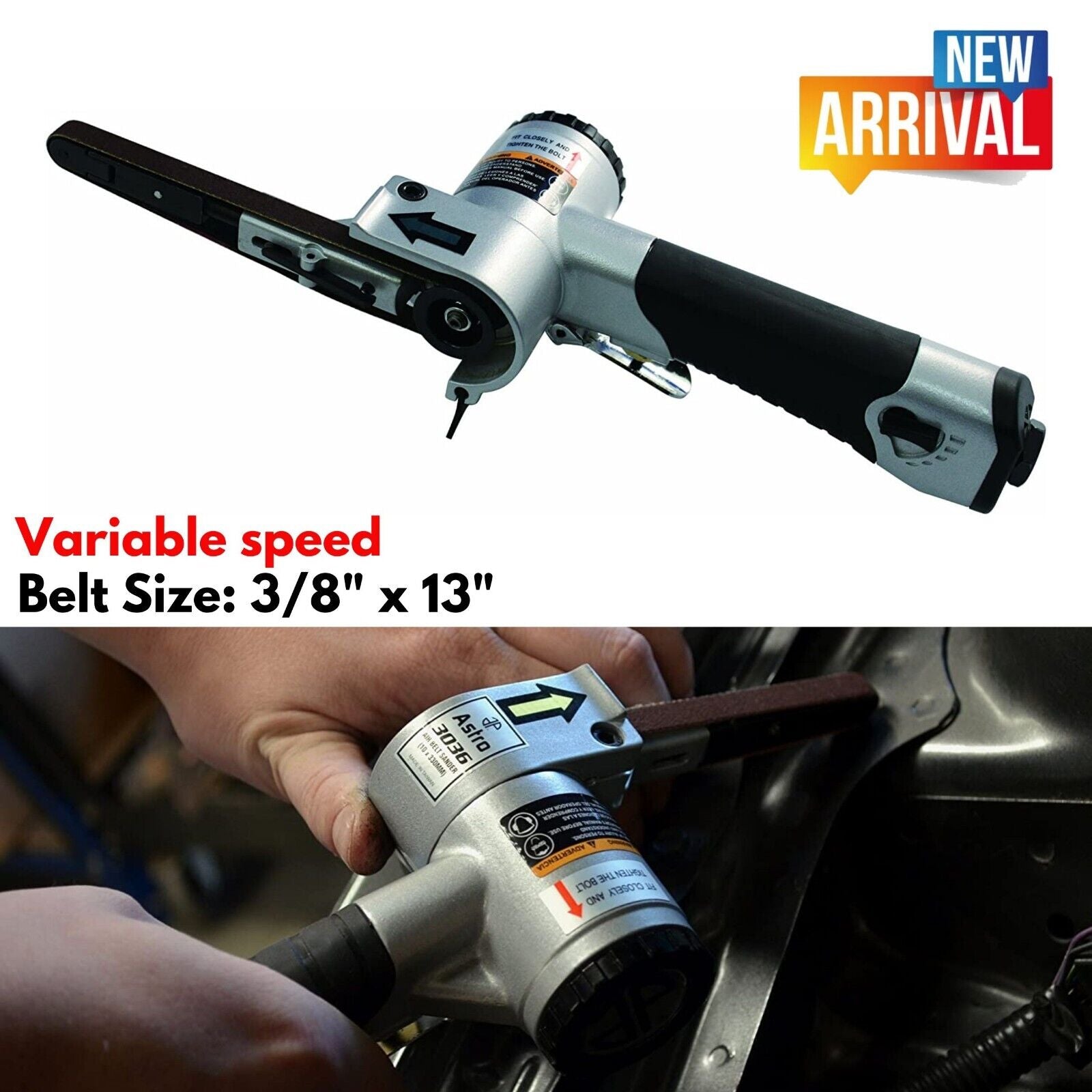 Mini Air Belt Sander Variable Speed for Grinding Spot Welds Auto Body Panel Work