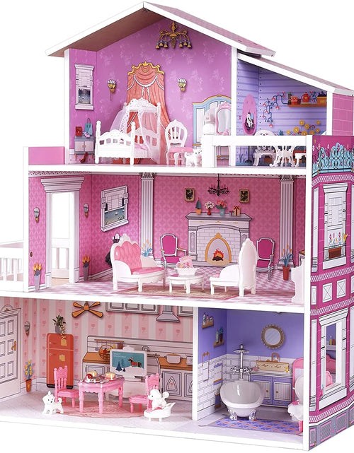 Load image into Gallery viewer, Victoria Wooden Dollhouse for Kids Furniture Preschool Dollhouse House Toy for Toddlers Girls
