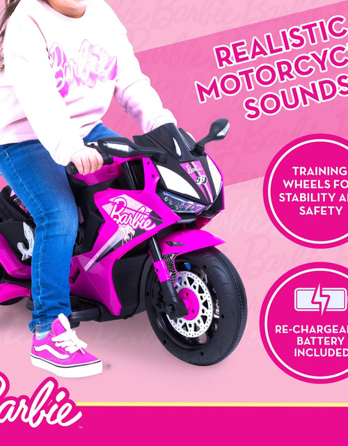 Load image into Gallery viewer, Barbie by , 6 Volts Motorcycle Ride On, for Kids, Ages 3+ Years, up to 65Lbs, 1 Mph
