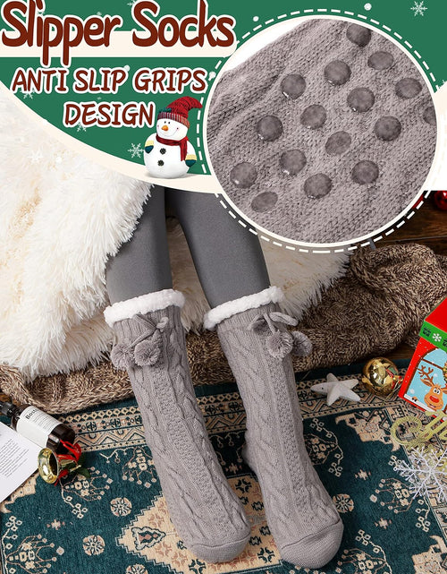 Load image into Gallery viewer, Slipper Fuzzy Socks for Women Fluffy Cozy Cabin Winter Warm Soft Fleece Comfy Thick Socks with Grips
